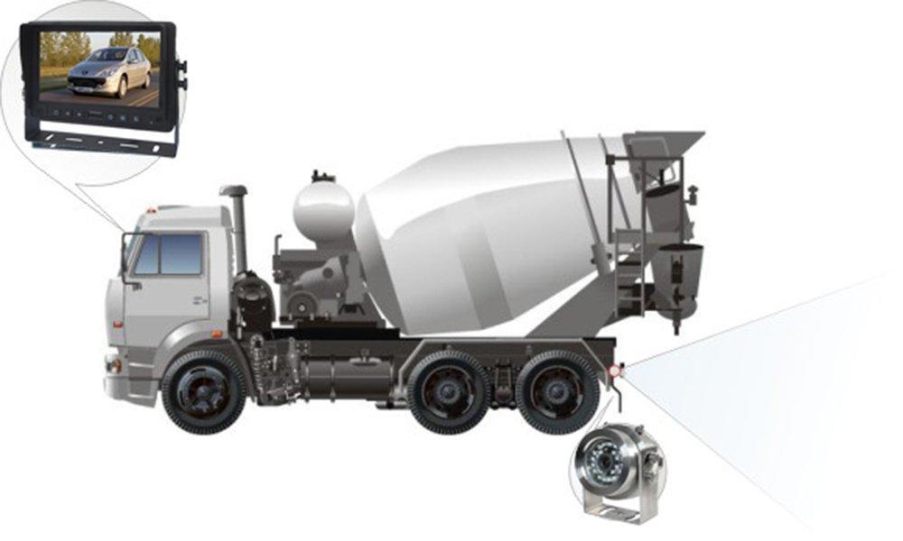 Rear view system for concrete mixer